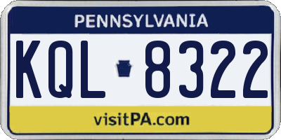 PA license plate KQL8322