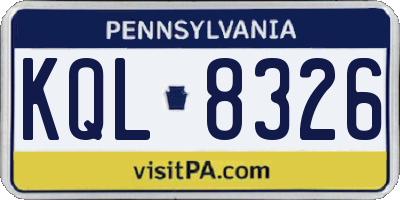 PA license plate KQL8326