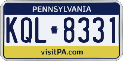 PA license plate KQL8331