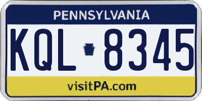 PA license plate KQL8345