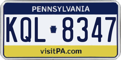 PA license plate KQL8347