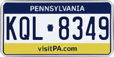 PA license plate KQL8349