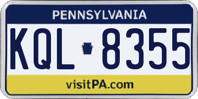 PA license plate KQL8355