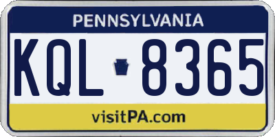 PA license plate KQL8365