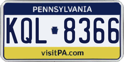 PA license plate KQL8366
