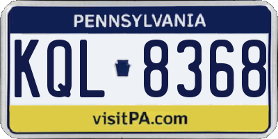 PA license plate KQL8368