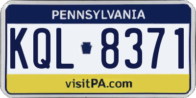 PA license plate KQL8371