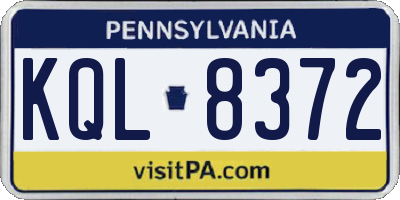 PA license plate KQL8372