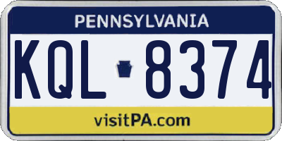 PA license plate KQL8374