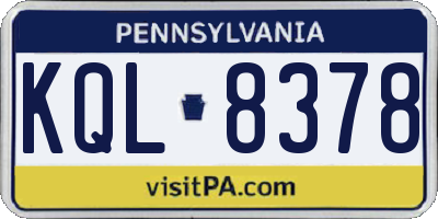 PA license plate KQL8378