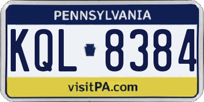 PA license plate KQL8384