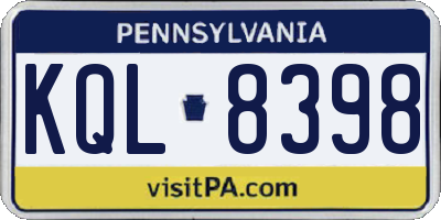 PA license plate KQL8398