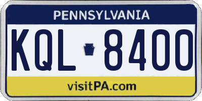 PA license plate KQL8400