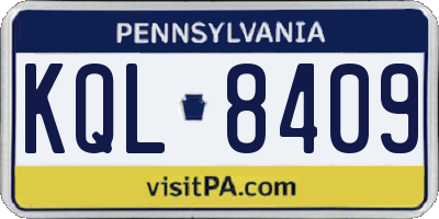 PA license plate KQL8409