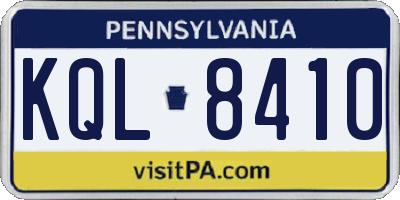 PA license plate KQL8410
