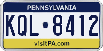 PA license plate KQL8412