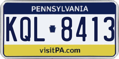 PA license plate KQL8413