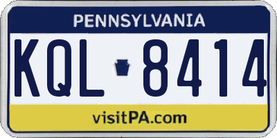 PA license plate KQL8414
