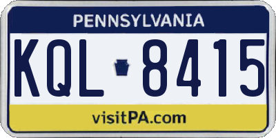 PA license plate KQL8415