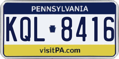 PA license plate KQL8416