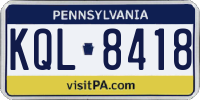 PA license plate KQL8418