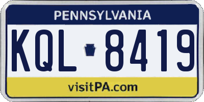 PA license plate KQL8419