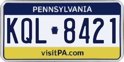 PA license plate KQL8421