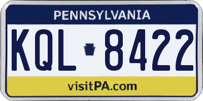 PA license plate KQL8422