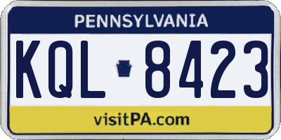 PA license plate KQL8423