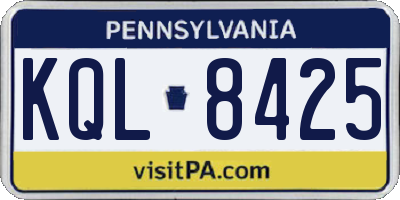 PA license plate KQL8425
