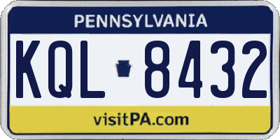 PA license plate KQL8432