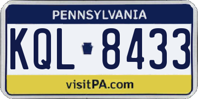 PA license plate KQL8433