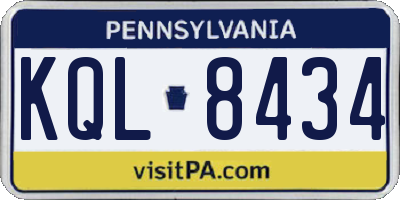 PA license plate KQL8434