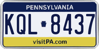 PA license plate KQL8437
