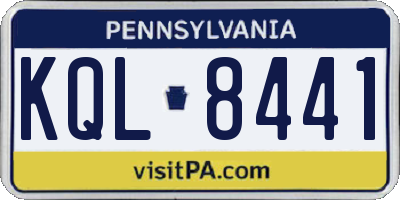 PA license plate KQL8441