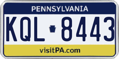 PA license plate KQL8443