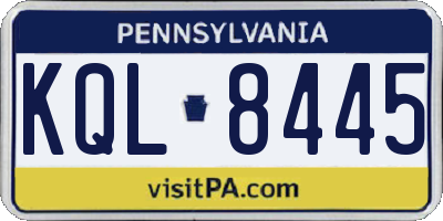 PA license plate KQL8445