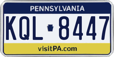 PA license plate KQL8447
