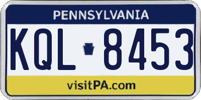 PA license plate KQL8453