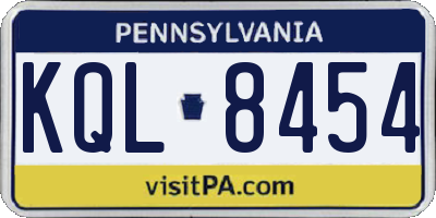 PA license plate KQL8454