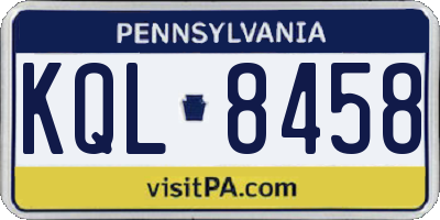 PA license plate KQL8458