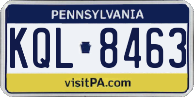 PA license plate KQL8463