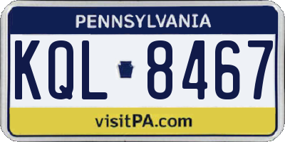 PA license plate KQL8467