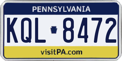 PA license plate KQL8472