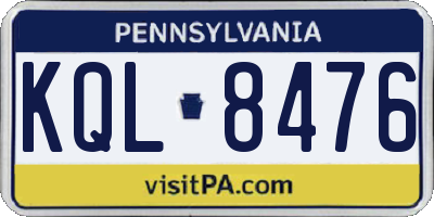 PA license plate KQL8476