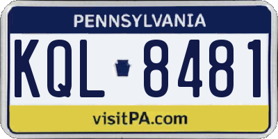 PA license plate KQL8481