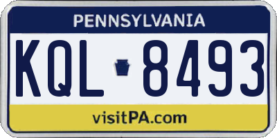 PA license plate KQL8493