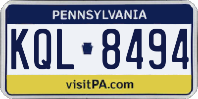 PA license plate KQL8494