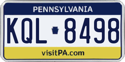 PA license plate KQL8498