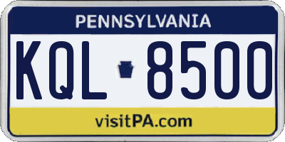 PA license plate KQL8500